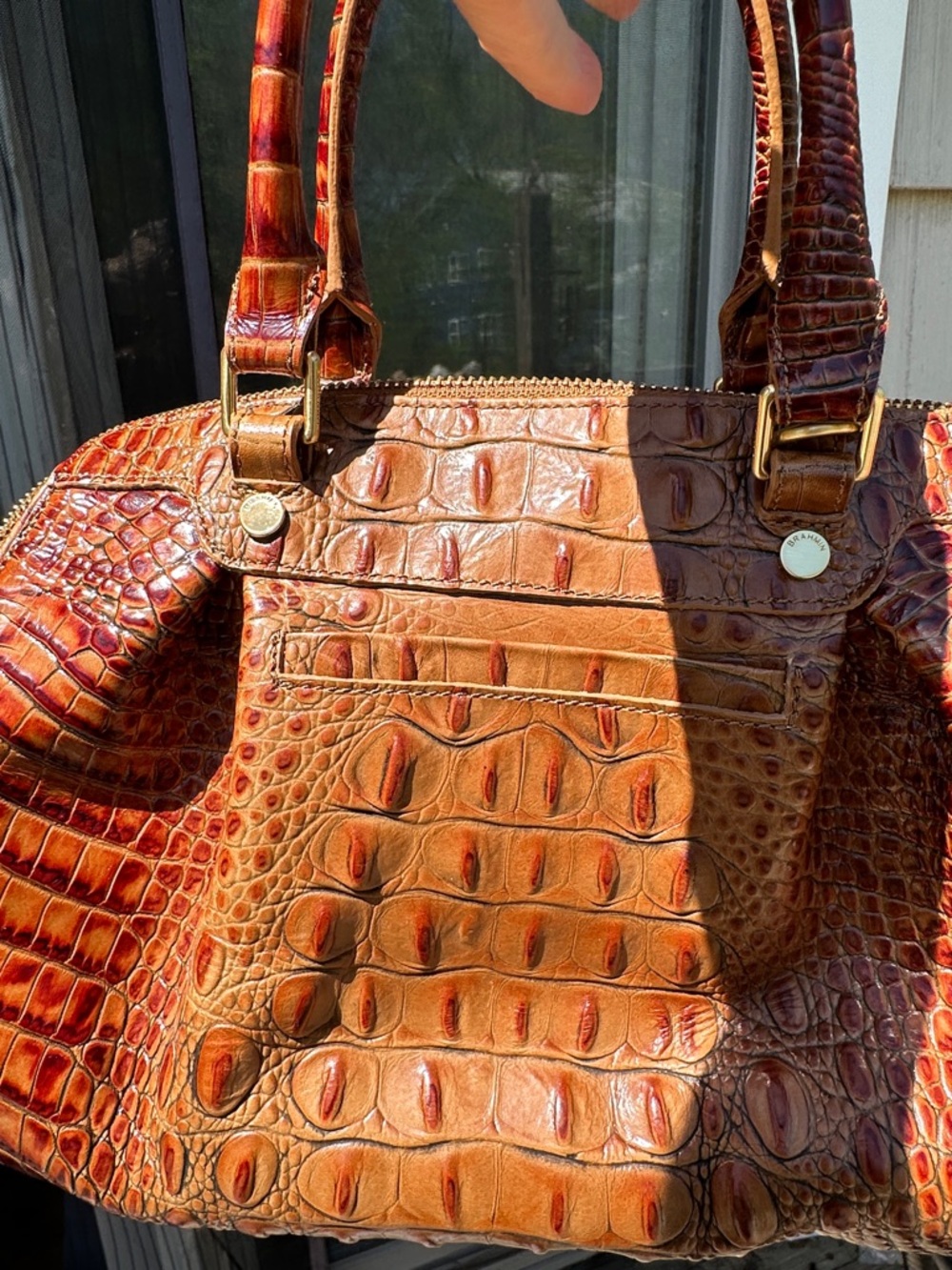 Brahmin Melbourne Faye Toasted Almond  Croc-Embossed Leather Satchel - Picture 11 of 12